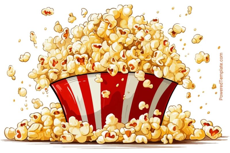 Popcorn bucket overflowing with popcorn.